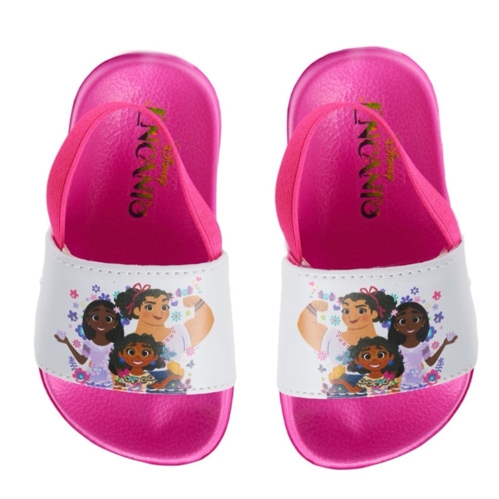 DISNEY • Encanto Pink & White Sisters Heel-Strap Slide Shoes